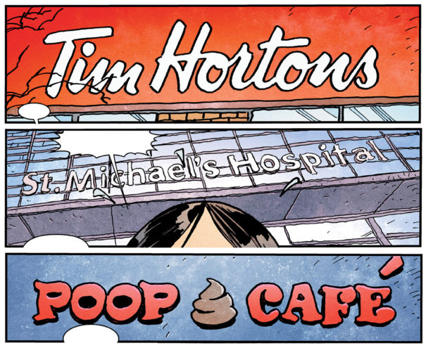 Panels from Savage Dragon referencing Toronto