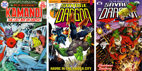 Covers of Kamandi #22 and Savage Dragon #87 #106